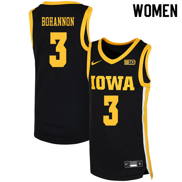 2020 Women #3 Jordan Bohannon Iowa Hawkeyes College Basketball Jerseys Sale-Black - Click Image to Close
